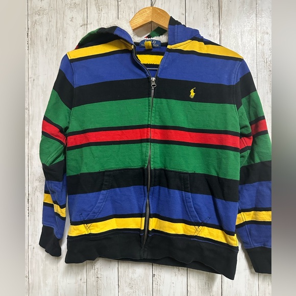Polo by Ralph Lauren Kids Multicolor Striped Hoodie Size L (14-16) - Picture 2 of 6